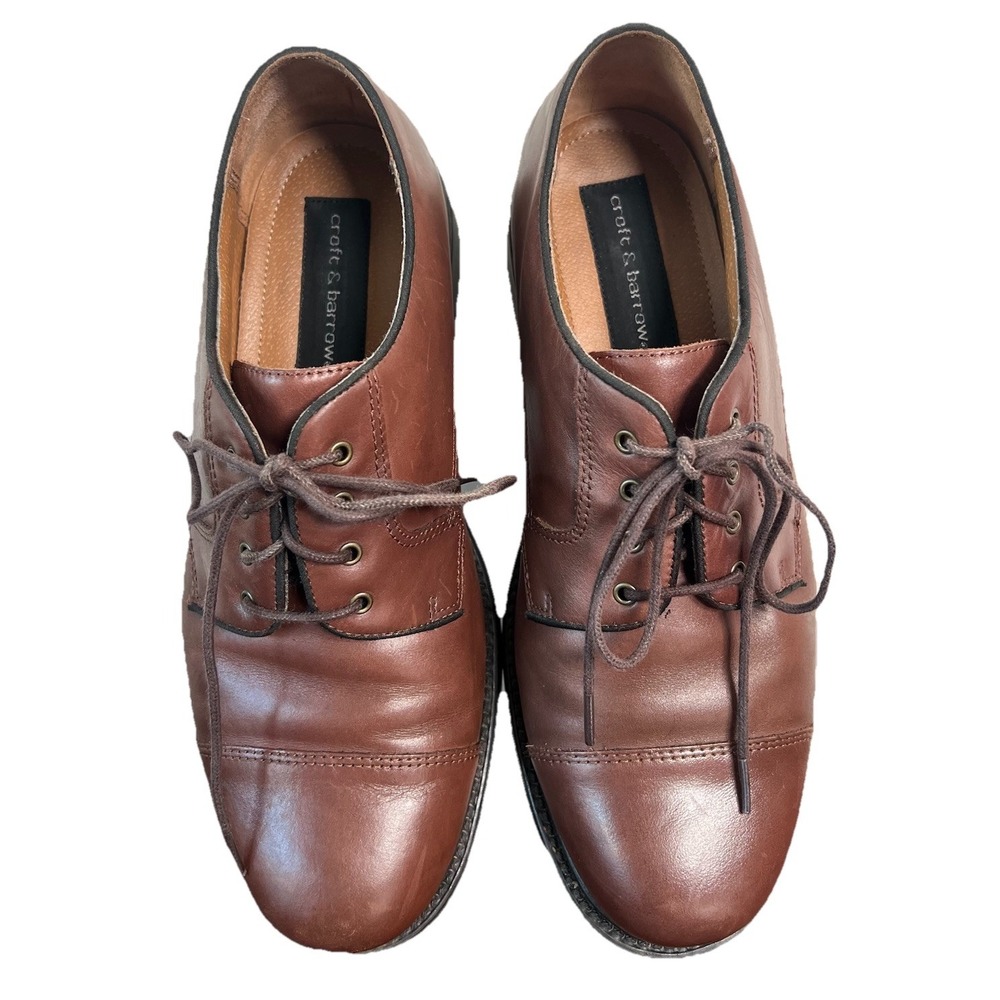 Croft‎ & Barrow Mens Riviera Brown Leather Cap Toe Derby Dress Shoes Size 9.5 M